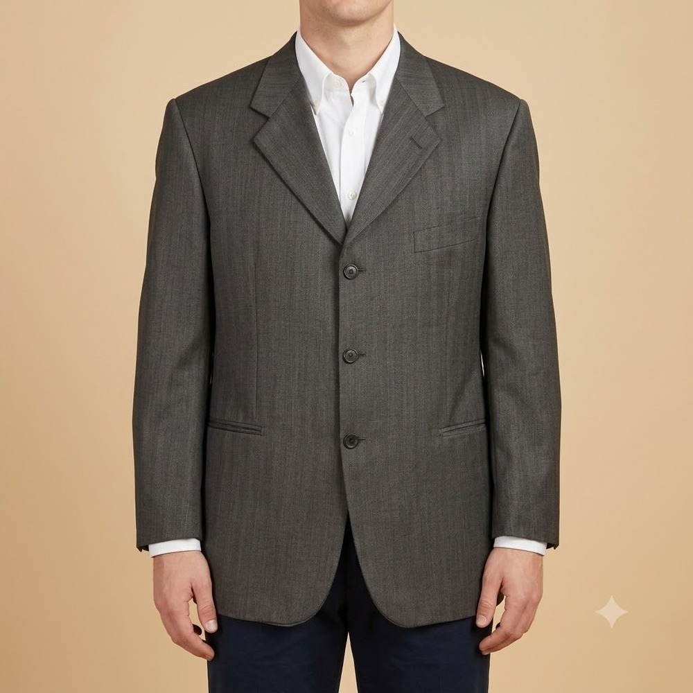 Valentino Uomo‎ Blazer Mens 46R Gray Wool Silk Made in Italy Sport Coat